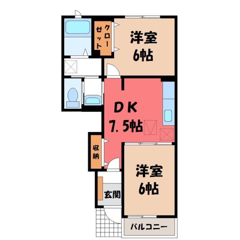 ベルドミールIII(2DK/1階)の間取り写真