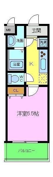 シャルマンフジもずイースト(1K/2階)の間取り写真