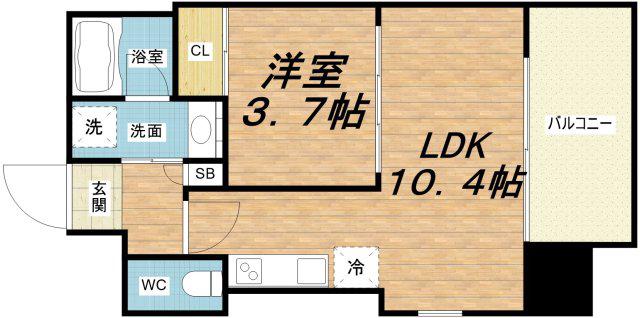 プレジオ弁天町(1LDK/12階)の間取り写真
