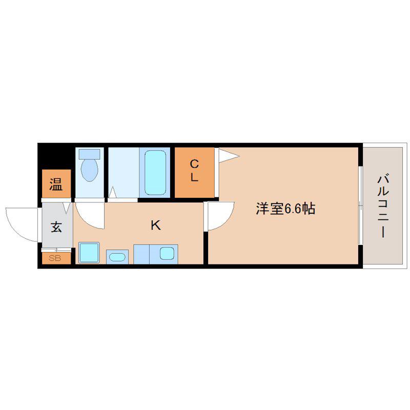 レジスコート東難波1(1K/1階)の間取り写真