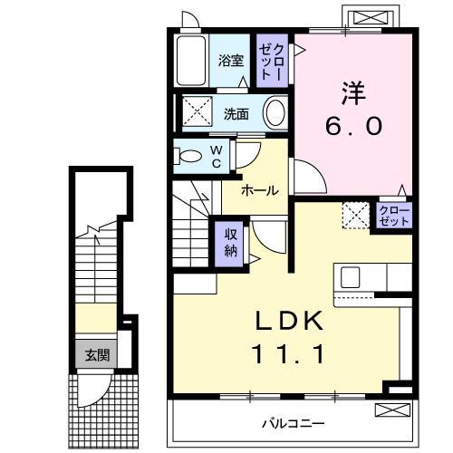 グラン・シャリオ(1LDK/2階)の間取り写真