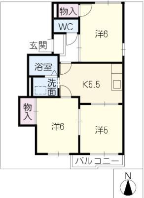リライアンス桜(3K/2階)の間取り写真