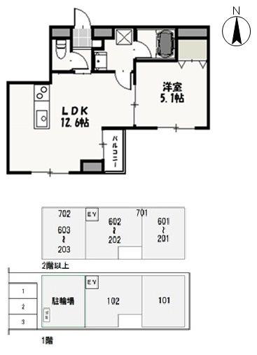 アーバン富田町(1LDK/4階)の間取り写真