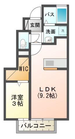 グランディ城下(1LDK/1階)の間取り写真