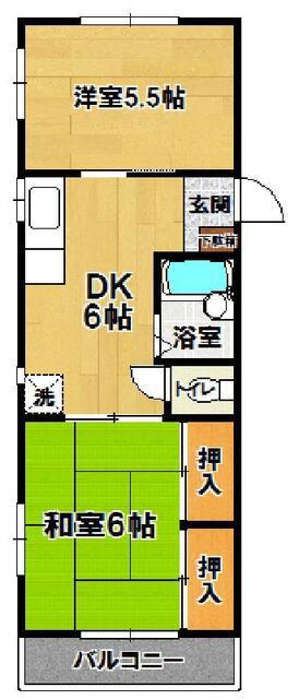メゾン春日(2DK/2階)の間取り写真