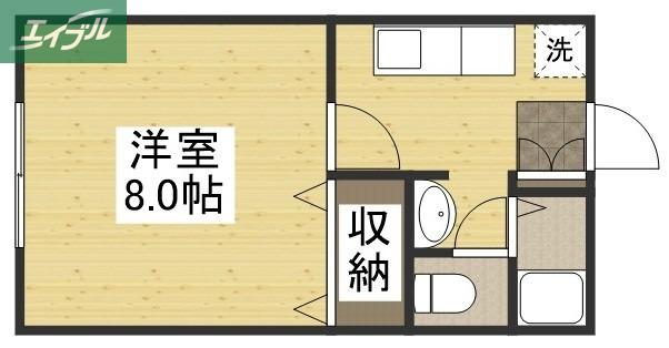 BEE-LINE N B(1K/2階)の間取り写真