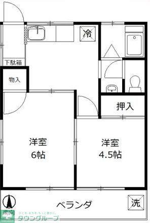伸和荘(2K/2階)の間取り写真