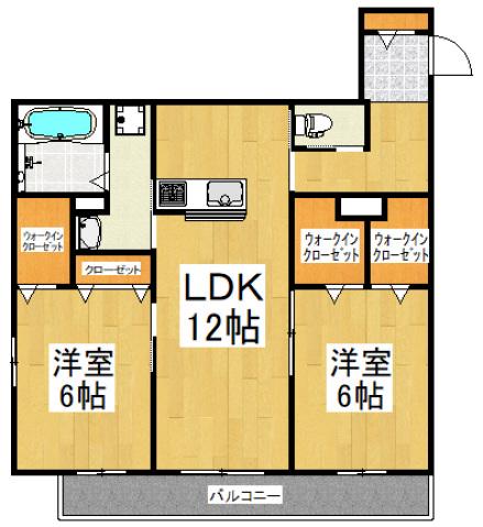 メルベーユ豊岡(2LDK/1階)の間取り写真