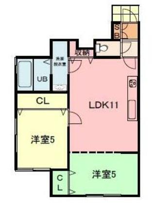 サファイア伊伝居(2LDK/1階)の間取り写真