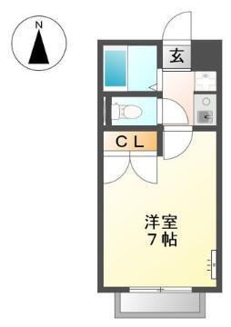 DEUXIEME CONFORTデュークシーム(1K/1階)の間取り写真
