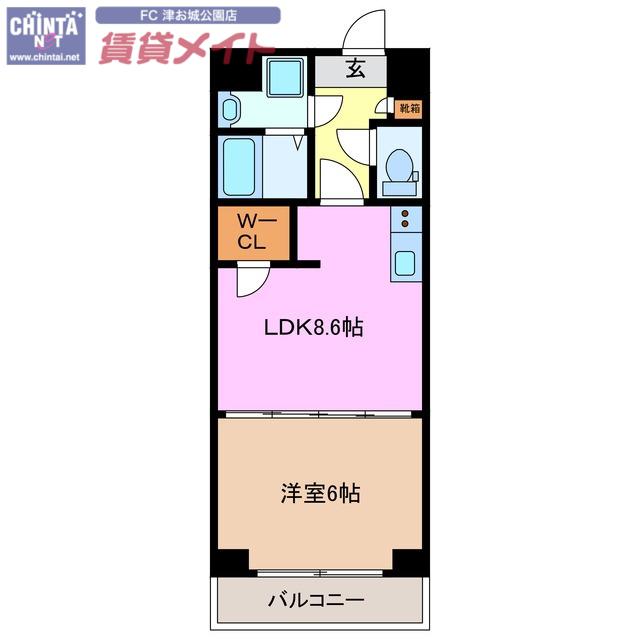 S-FORT津新町(1LDK/12階)の間取り写真
