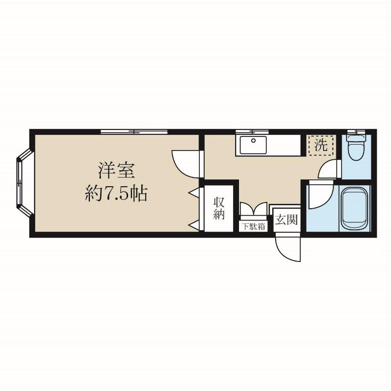 旭ハウス上所II(1K/2階)の間取り写真