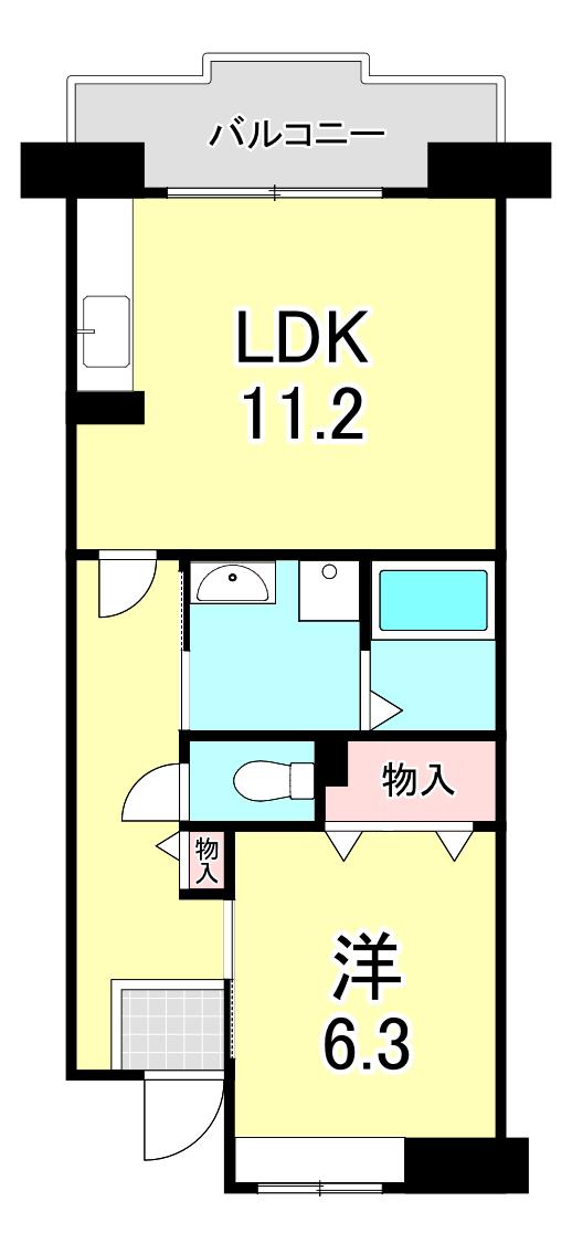 UR西宮マリナパークシティ丘のある街7号棟(1LDK/5階)の間取り写真