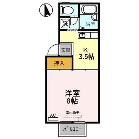 ジュネスONE(1K/1階)の間取り写真