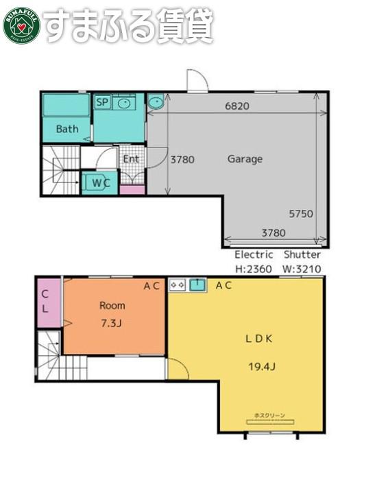  GARAGE VILLA 西岡崎(1LDK/1階)の間取り写真