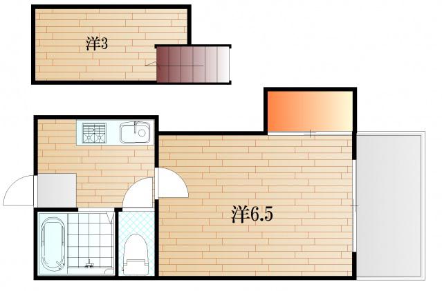 レジデンス稗田B(1K/2階)の間取り写真