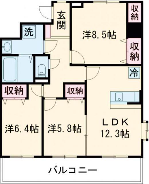 リバーサイド天神(3LDK/6階)の間取り写真