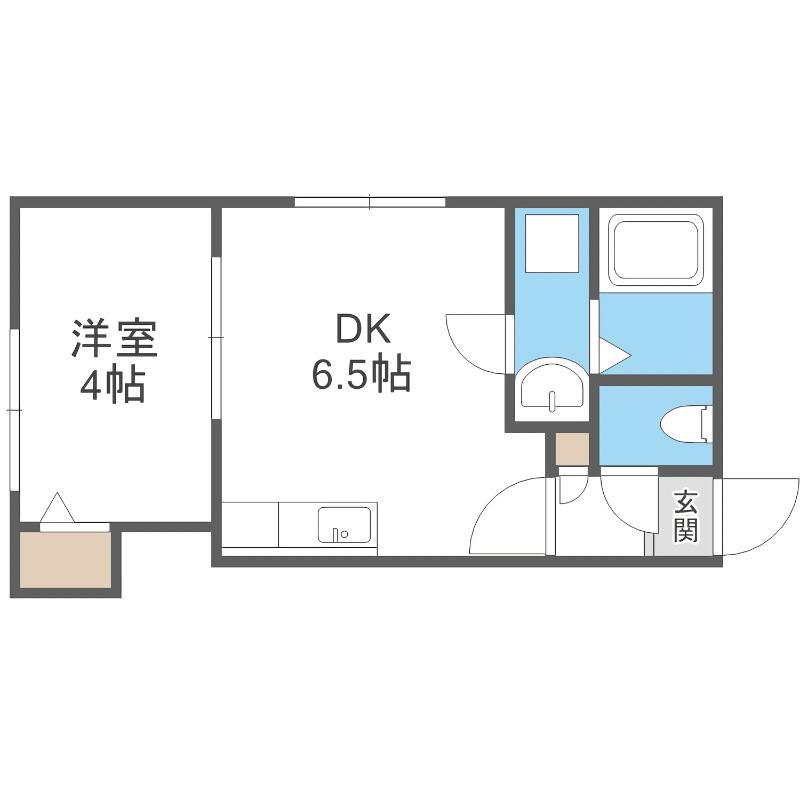 HONU豊平B(1DK/2階)の間取り写真