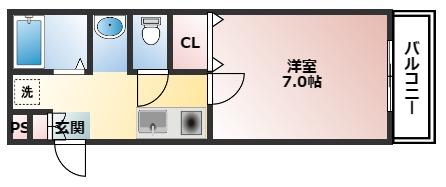 アサコート(1K/2階)の間取り写真