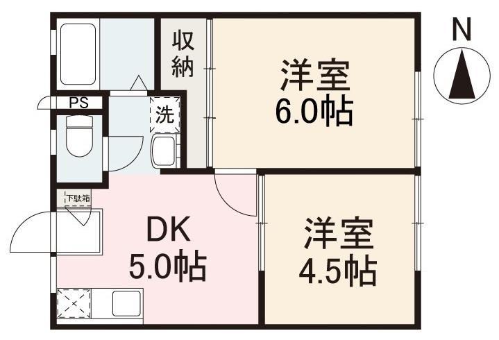 メゾン神崎(2DK/1階)の間取り写真