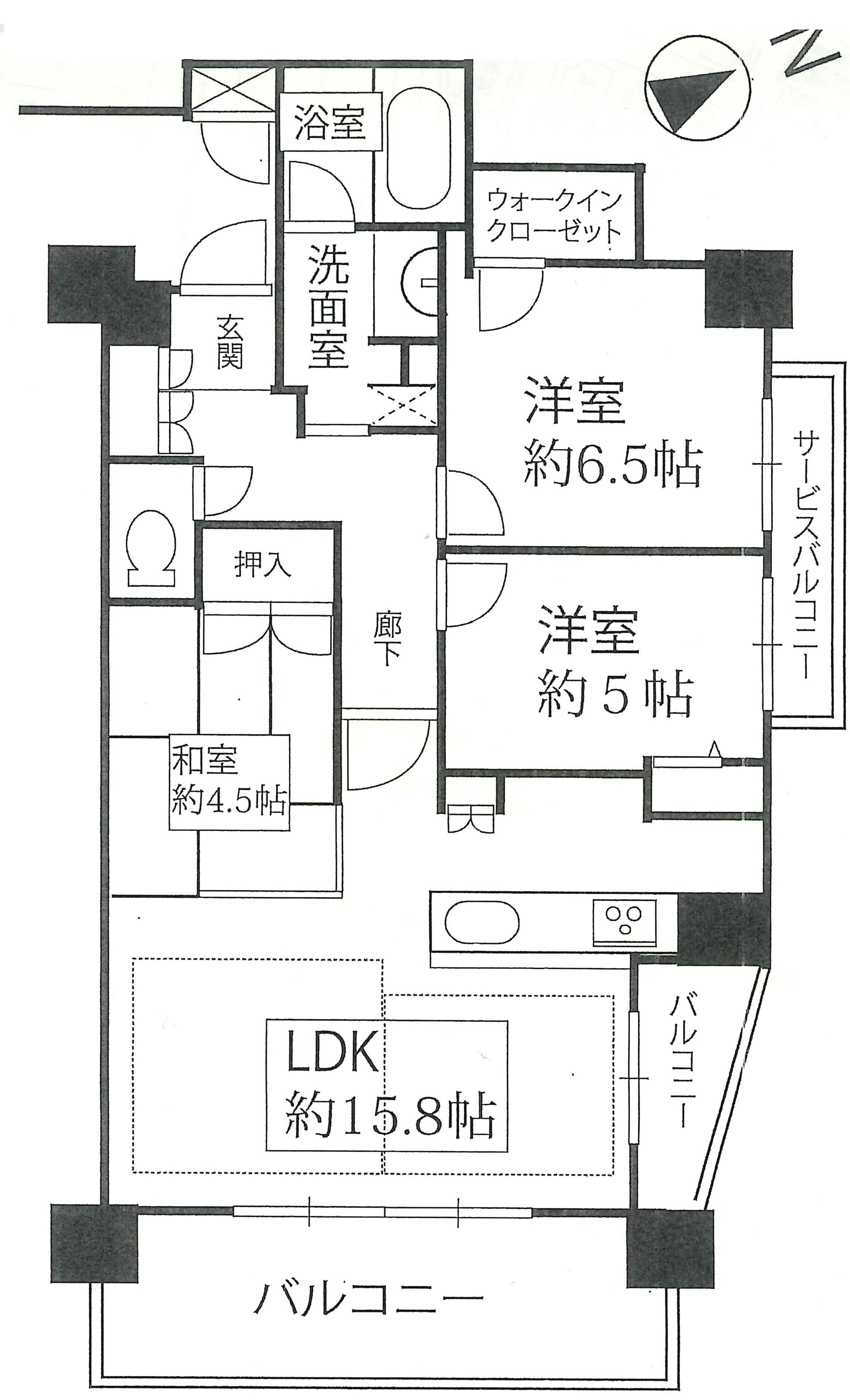 プレサンスロジェ阿倍野松虫通(3LDK/6階)の間取り写真