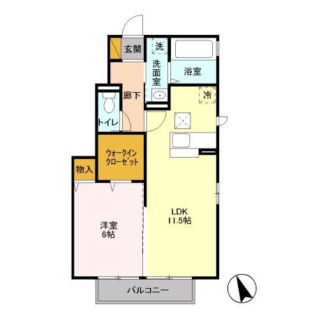 エミグランド(1LDK/1階)の間取り写真