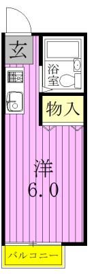 ドミール新松戸(ワンルーム/2階)の間取り写真