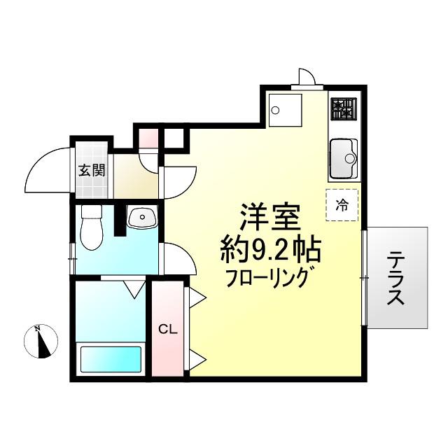 コトーヴェール(ワンルーム/1階)の間取り写真