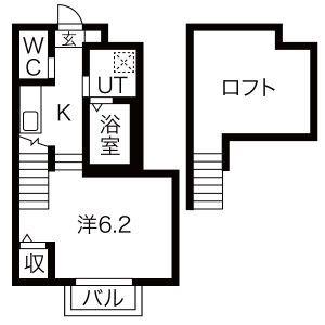 クロシェット仙台向山(1K/1階)の間取り写真