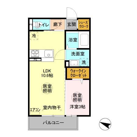 ヴィラ245(1LDK/2階)の間取り写真