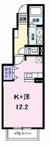 シャンテA棟(ワンルーム/1階)の間取り写真