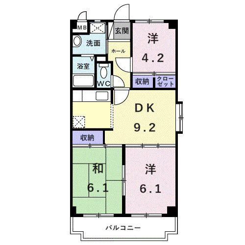 エミネンス深井(3DK/3階)の間取り写真