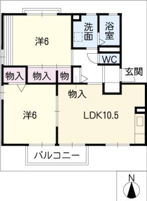 すまいらーくAB(2LDK/2階)の間取り写真