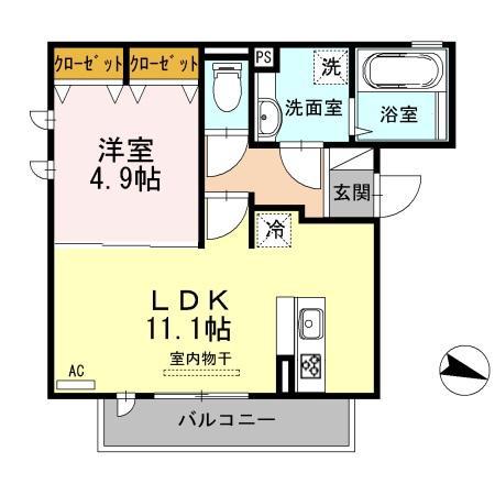 フレアコート(1LDK/3階)の間取り写真