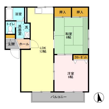 パトリアII(2LDK/2階)の間取り写真