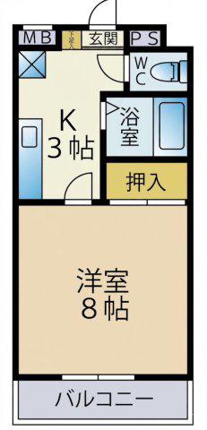 メゾン矢取II(ワンルーム/2階)の間取り写真