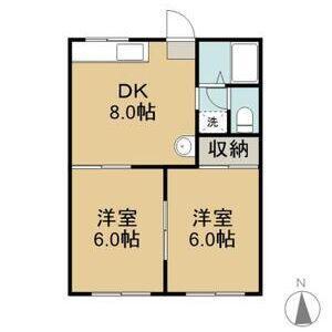 あさけハイツA(2DK/1階)の間取り写真