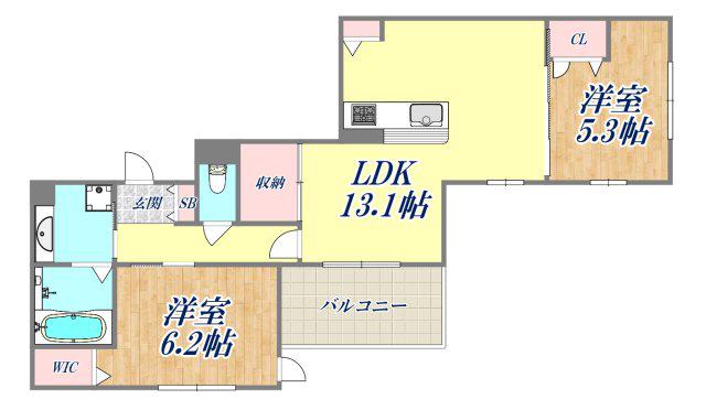 NIGAWA RESIDENCE2(2LDK/1階)の間取り写真