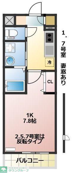ヴェルデ(1K/1階)の間取り写真