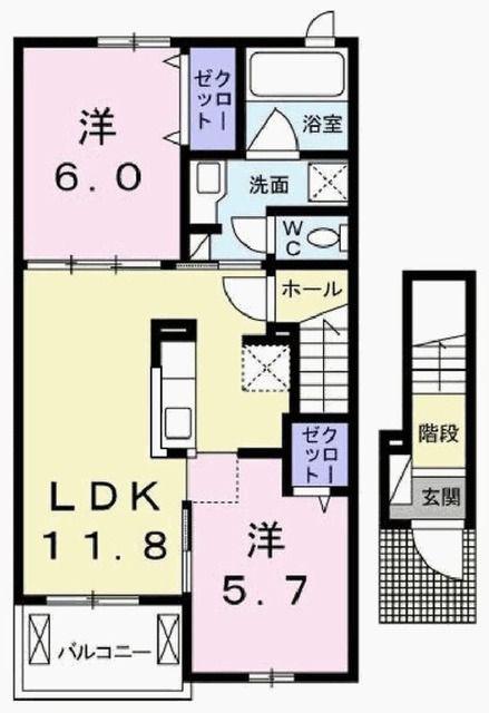 アドバンテージ II(2LDK/2階)の間取り写真