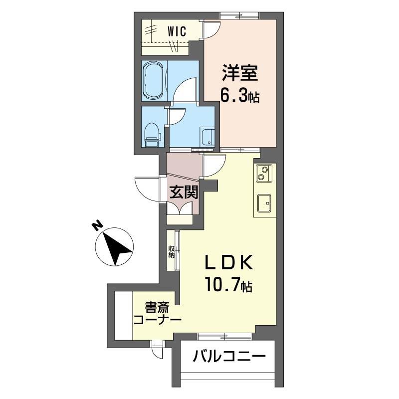 ラ・シャンス(1LDK/2階)の間取り写真