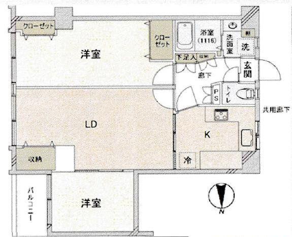 ツイン一の橋1号館(2LDK/6階)の間取り写真