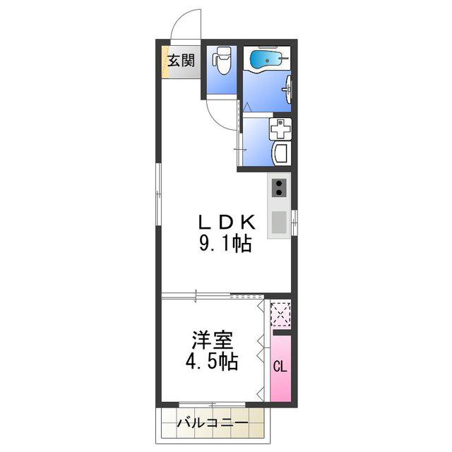 F MAISON 住之江(1LDK/3階)の間取り写真