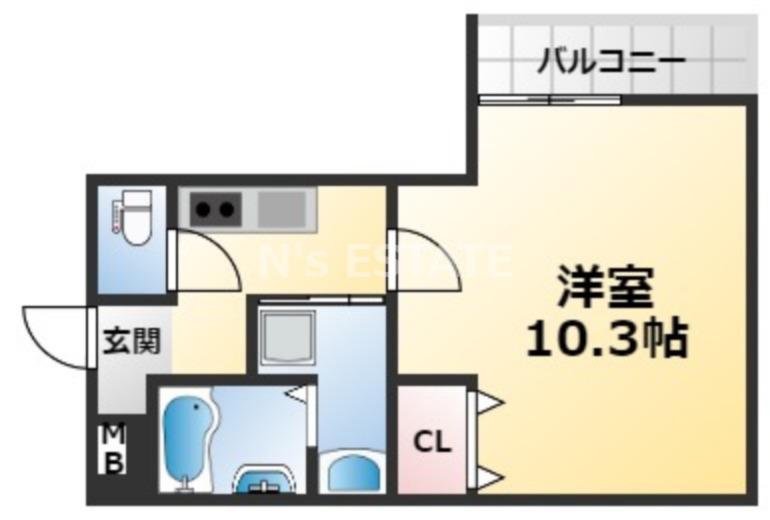 フジパレス兵庫須佐野I番館(1K/1階)の間取り写真