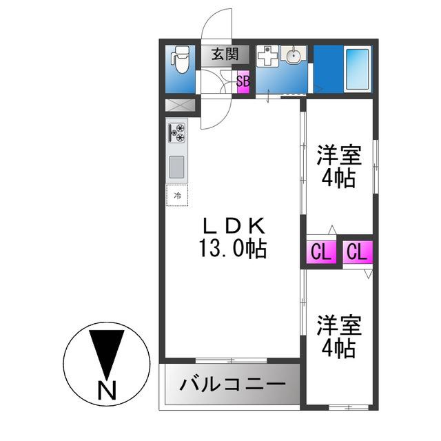 TIO PARTERR(2LDK/2階)の間取り写真