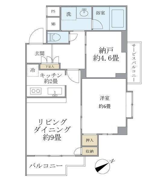 リエール若松町(1LDK/6階)の間取り写真