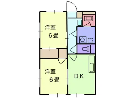 ヴィラロッソ(2DK/2階)の間取り写真