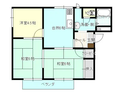 コーポすみれ(3DK/2階)の間取り写真