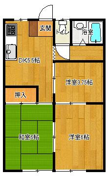 すみれハイツ阿左美(3DK/2階)の間取り写真