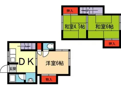 阪急宝塚線 山本駅(兵庫) 徒歩5分 2階建 築53年(3DK/1階)の間取り写真